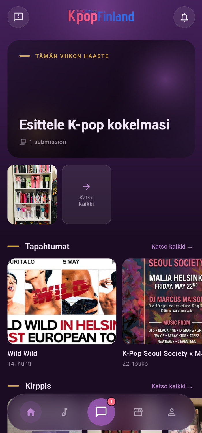 KpopFinland-kotinäkymä